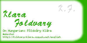 klara foldvary business card